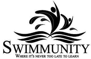 SWIMMUNITY WHERE IT'S NEVER TOO LATE TO LEARN logo