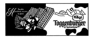 SWISS HAZELNUT CREAM WAFERS TOGGENBURGER OF SWITZERLAND KAGI logo