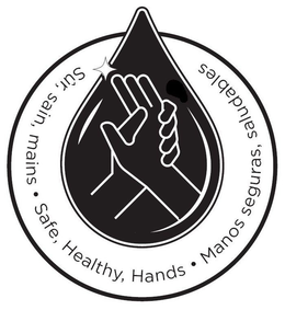 SÛR, SAIN, MAINS · SAFE HEALTHY HANDS · MANOS SEGURAS, SALUDABLES logo