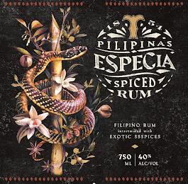T 1854 PILIPINAS ESPECIA SPICED RUM FILIPINO RUM INTERTWINED WITH NATURAL FLAVORS 750 ML 40% ALC/VOL logo