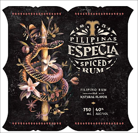 T 1854 PILIPINAS ESPECIA SPICED RUM FILIPINO RUM INTERTWINED WITH NATURAL FLAVOR 750 ML 40% ALC/VOL logo
