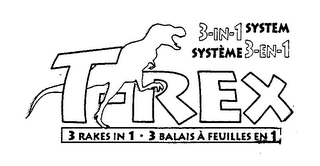T-REX 3-IN-1 SYSTEM SYSTEME 3-EN-1 3 RAKES IN 1 - 3 BALAIS A FEUILLES EN 1 logo