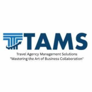T TAMS TRAVEL AGENCY MANAGEMENT SOLUTIONS "MASTERING THE ART OF BUSINESS COLLABORATION" logo