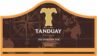 T TANDUAY HERITAGE PHILIPPINE DARK RUM MASTER BLENDER SENOR FAUSTINO MUNARRIZ EST. IN 1854 logo