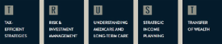 T TAX- EFFICIENT STRATEGIES R RISK & INVESTMENT MANAGEMENT U UNDERSTANDING MEDICARE AND LONG-TERM CARE S STRATEGIC INCOME PLANNING T TRANSFER OF WEALTH logo