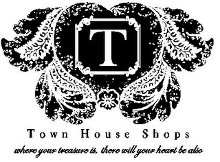 T TOWN HOUSE SHOPS WHERE YOUR TREASURE IS, THERE WILL YOUR HEART BE ALSO logo
