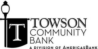 T TOWSON COMMUNITY BANK A DIVISION OF AMERICASBANK logo