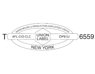 T WAREHOUSE & PRODUCTION EMPLOYEES UNION AFL-CIO-CLC UNION LABEL OPEIU 6559 NEW YORK logo