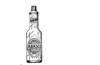 TABASCO NEWIBERIA LA. MADE OF VINEGAR RED PEPPER AND SALT MADE IN USA logo