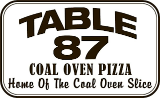 TABLE 87 COAL OVEN PIZZA HOME OF THE COAL OVEN SLICE logo
