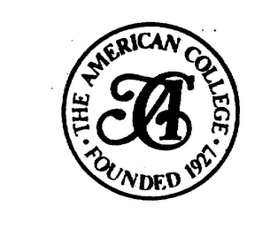 TAC THE AMERICAN COLLEGE FOUNDED 1927 logo