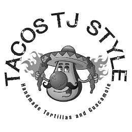 TACOS TJ STYLE HANDMADE TORTILLAS AND GUACAMOLE logo
