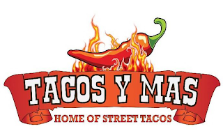 TACOS Y MAS HOME OF STREET TACOS logo