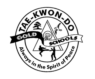 TAE-KWON-DO GOLD SCHOOLS ALWAYS IN THE SPIRIT OF PEACE logo