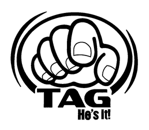 TAG HE'S IT! logo