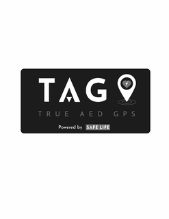 TAG TRUE AED GPS POWERED BY SAFE LIFE logo