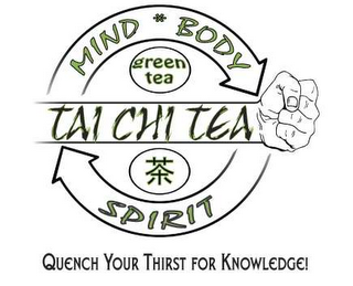 TAI CHI TEA , MIND, BODY, SPIRIT, QUENCH YOUR THIRST FOR KNOWLEDGE logo