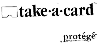 TAKE-A-CARD BY PROTEGE ADVERTISING SYSTEMS logo
