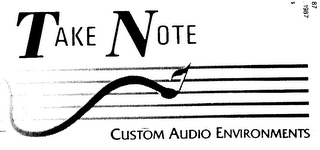 TAKE NOTE CUSTOM AUDIO ENVIRONMENTS logo