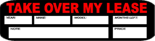 TAKE OVER MY LEASE YEAR: MAKE: MODEL: MONTHS LEFT: NOTE PRICE logo