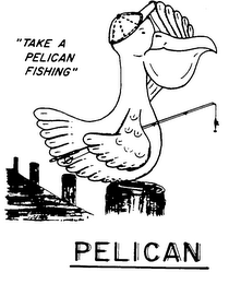 "TAKE PELICAN FISHING" PELICAN logo