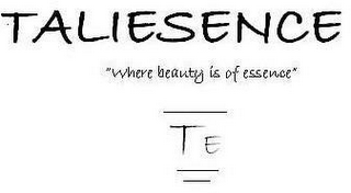 TALIESENCE "WHERE BEAUTY IS OF ESSENCE" TE logo