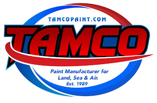 TAMCO TAMCOPAINT.COM PAINT MANUFACTURER FOR LAND, SEA & AIR. EST. 1989 logo