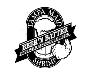 TAMPA MAID SHRIMP BEER' N BATTER MADE WITH GENUINE DRAFT BEER logo