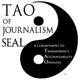 TAO OF JOURNALISM SEAL A COMMITMENT TO TRANSPARENCY ACCOUNTABILITY OPENNESS logo