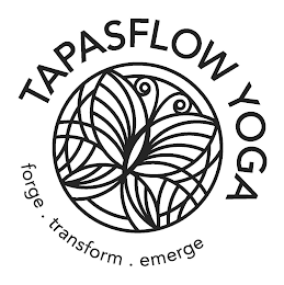 TAPASFLOW YOGA FORGE · TRANSFORM · EMERGE logo