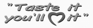 "TASTE IT YOU'LL (HEART IMAGE) IT" logo