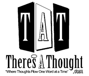 TAT THERES A THOUGHT .COM "WHERE THOUGHTS FLOW ONE WORD AT A TIME" logo