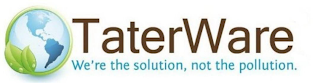 TATERWARE, WE'RE THE SOLUTION, NOT THE POLLUTION. logo