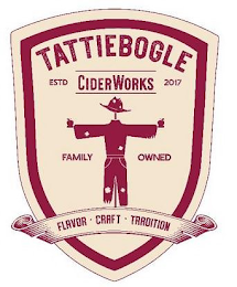 TATTIEBOGLE CIDERWORKS ESTD 2017 FAMILY OWNED FLAVOR CRAFT TRADITION logo