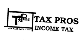 TAX PROS INCOME TAX "OUR NAME SAYS IT ALL" logo