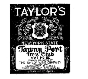 TAYLOR'S THE TAYLOR'S WINE COMPANY ESTABLISHED 1880 NEW YORK STATE W.T.CO. logo