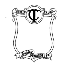 TC THRIFT CLUB JUST SAY "CHARGE IT" logo