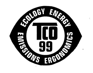 TCO 99 ECOLOGY ENERGY EMISSIONS ERGONOMICS logo