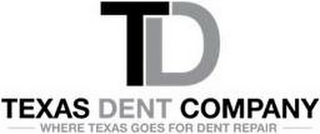 TD TEXAS DENT COMPANY WHERE TEXAS GOES FOR DENT REPAIR logo