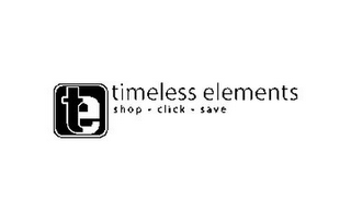 TE TIMELESS ELEMENTS SHOP · CLICK · SAVE logo