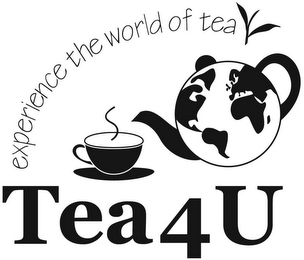 TEA 4 U EXPERIENCE THE WORLD OF TEA logo