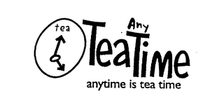 TEA ANY TEATIME ANYTIME IS TEA TIME logo