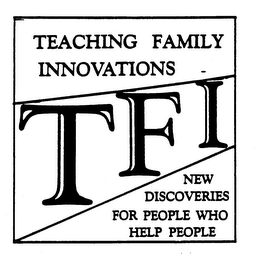TEACHING FAMILY INNOVATIONS TFI NEW DISCOVERIES FOR PEOPLE WHO HELP PEOPLE logo