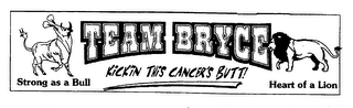 TEAM BRYCE STRONG AS A BULL KICKIN THIS CANCER'S BUTT! HEART OF A LION logo
