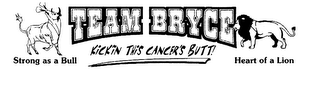 TEAM BRYCE STRONG AS A BULL KICKIN THIS CANCER'S BUTT! HEART OF A LION logo