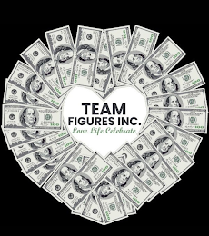 TEAM FIGURES INC. LOVE LIFE CELEBRATE logo