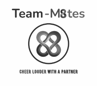 TEAM-M8TES CHEER LOUDER WITH A PARTNER logo