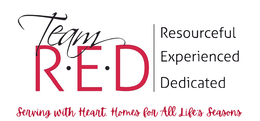 TEAM R·E·D RESOURCEFUL EXPERIENCED DEDICATED SERVING WITH HEART. HOMES FOR ALL LIFE'S SEASONS logo