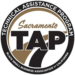 TECHNICAL ASSISTANCE PROGRAM SACRAMENTO TAP BLACK SMALL BUSINESS ASSOCIATION OF CALIFORNIA logo