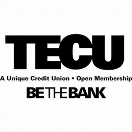 TECU A UNIQUE CREDIT UNION · OPEN MEMBERSHIP BE THE BANK logo